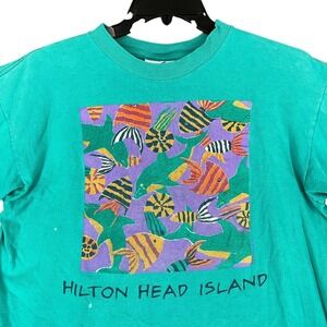 Vintage 90s Hilton Head Island Fish Graphic Tee Mens XL Eyecatcher Beachcore USA